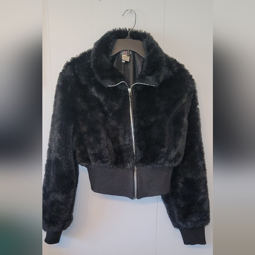 Faux Fur Cropped Fit Jacket, XL